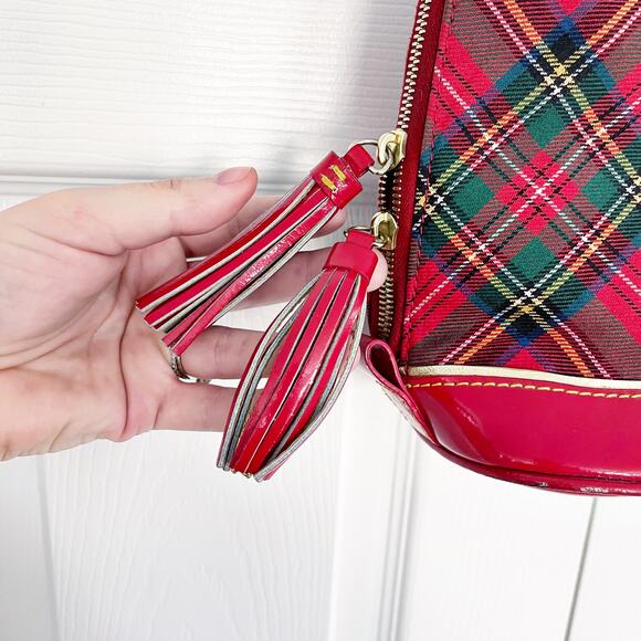 Dooney & Bourke Red Tartan Plaid Top Handle Satchel Handbag - Picture 8 of 16
